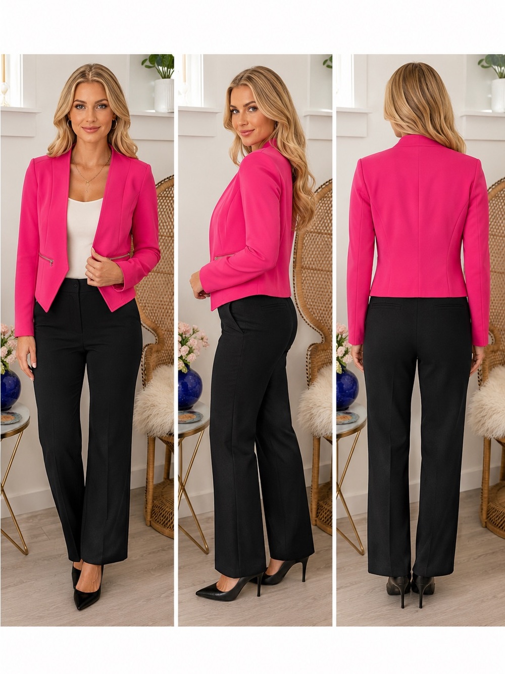 SHEIN Hot Pink Open Front Blazer - Size Medium